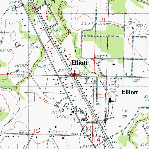 Topographic Map of Elliott Baptist Church, MS