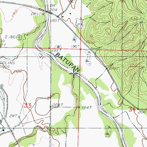 Topographic Map of Jack Creek, MS