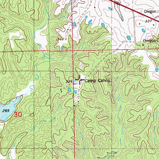 Topographic Map of Camp Calvin, MS