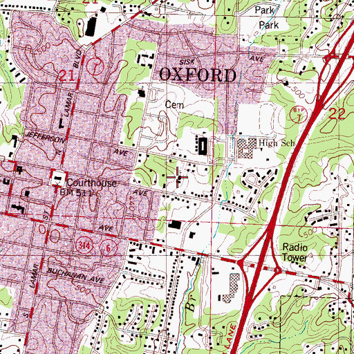 Topographic Map of Saint Paul Methodist Church, MS