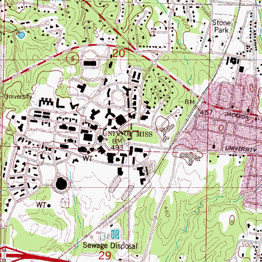 Topographic Map of The Grove, MS