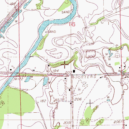 Topographic Map of Nelsons Bluff, MS