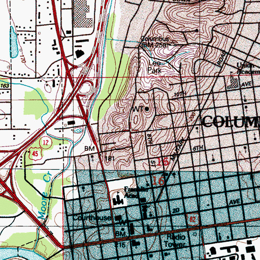 Topographic Map of Leighcrest, MS