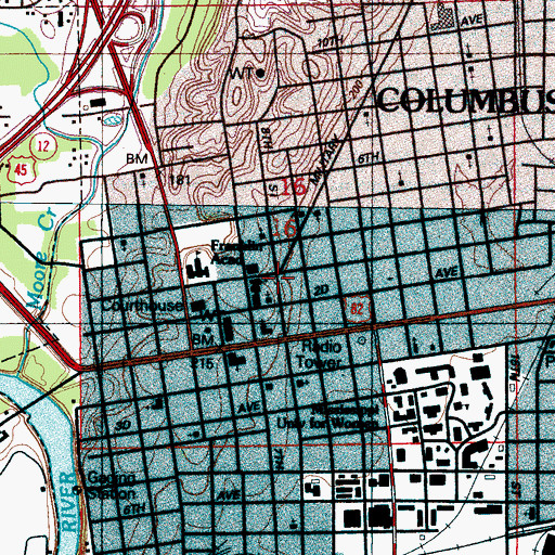 Topographic Map of Taynore, MS