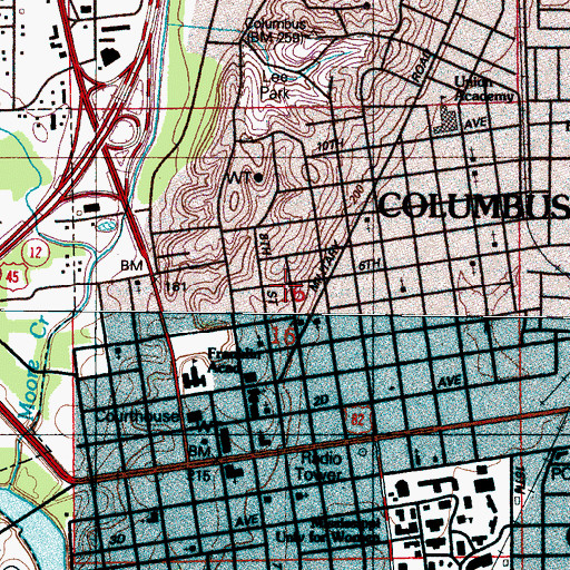 Topographic Map of Temple Heights, MS