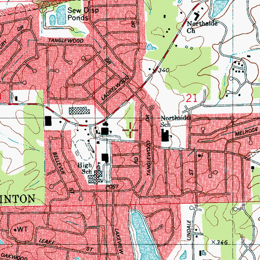Topographic Map of Clinton Park, MS