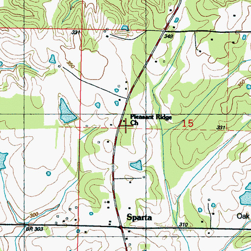 Topographic Map of Pleasant Ridge Missionary Baptist Church, MS