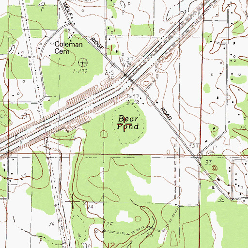 Topographic Map of Bear Pond (historical), MS