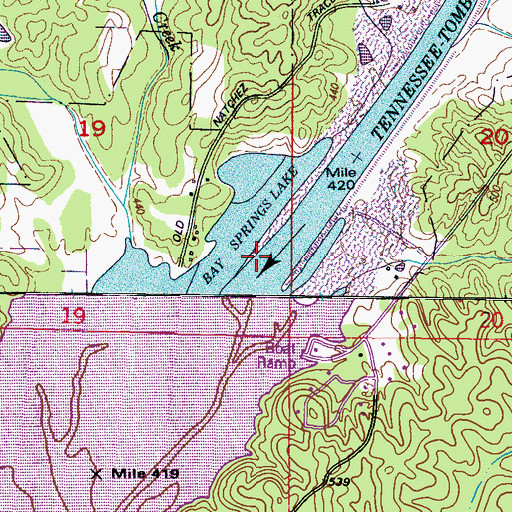 Topographic Map of Mackys Creek Canal, MS