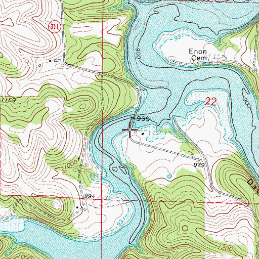 Topographic Map of Enon (historical), AR