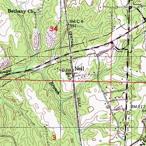 Topographic Map of Neil, MS