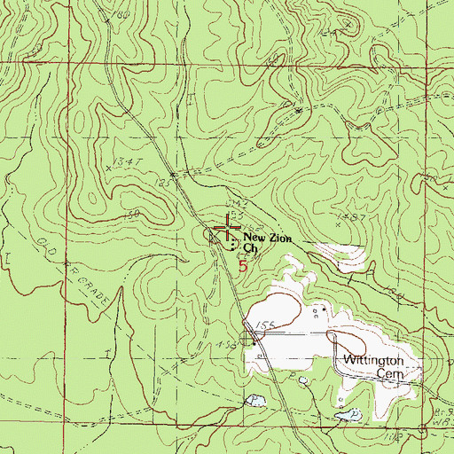 Topographic Map of New Zion Church, MS