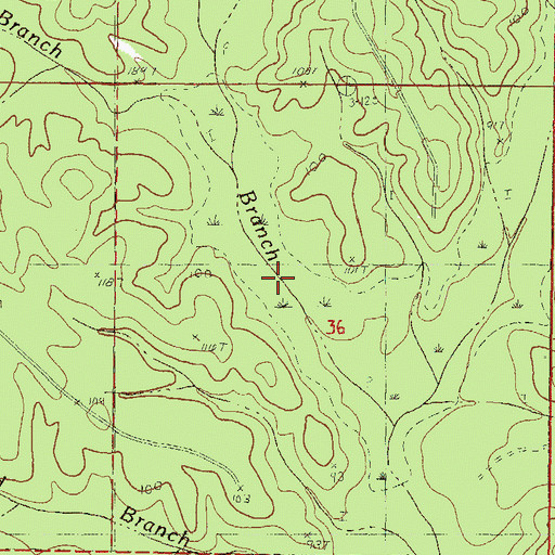 Topographic Map of Butt Head Branch, MS