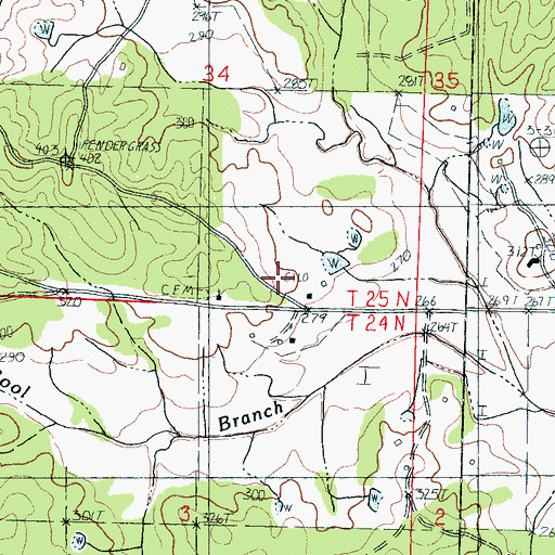 Topographic Map of Penman School, MS