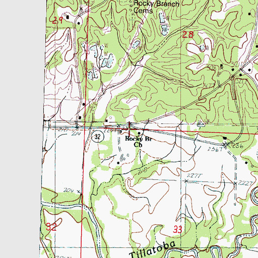 Topographic Map of Rocky Branch Church, MS