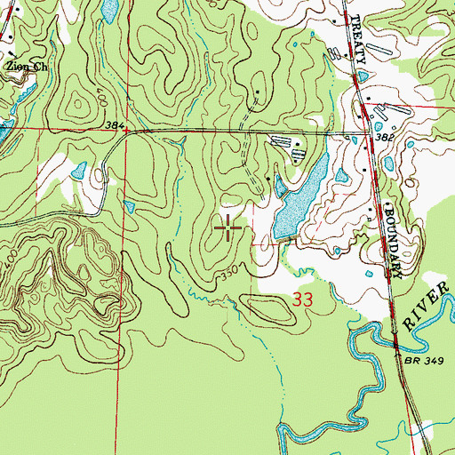 Topographic Map of Hughes Lake Dam, MS