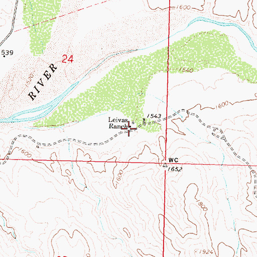 Topographic Map of Leivas Ranch, AZ