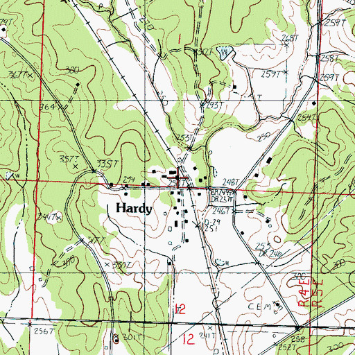 Topographic Map of Hardy Baptist Church, MS