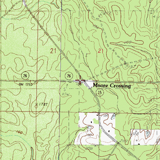 Topographic Map of Moore Crossing, MS