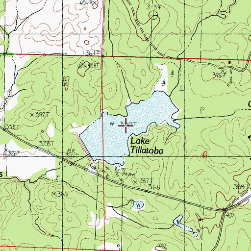 Topographic Map of Lake Tillatoba, MS