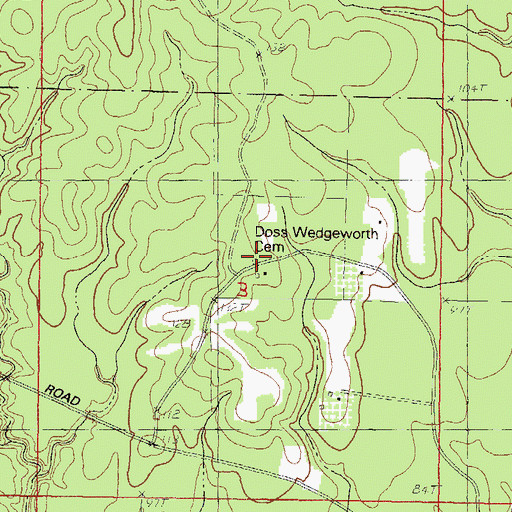 Topographic Map of Doss Wedgeworth Cemetery, MS