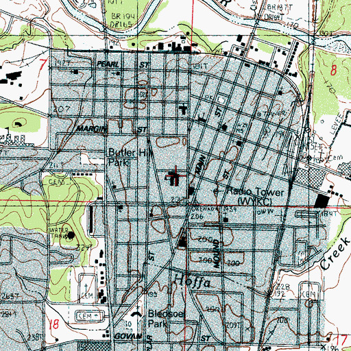 Topographic Map of Lizzie Horn Elementary School, MS