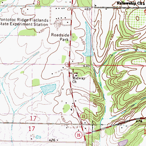Topographic Map of Midway School (historical), MS