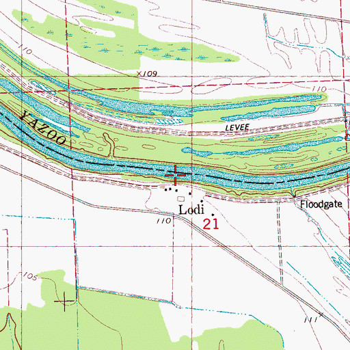 Topographic Map of Lodi Landing (historical), MS