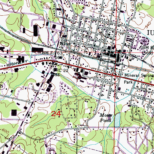 Topographic Map of Iuka High School, MS