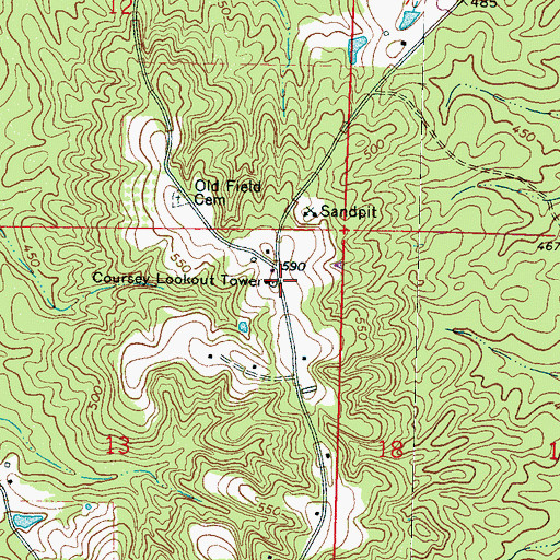 Topographic Map of Coursey Lookout Tower, MS