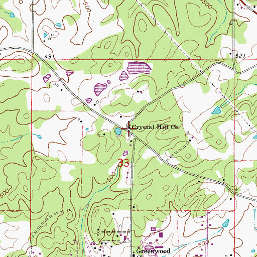 Topographic Map of Crystal Hill Church, AR