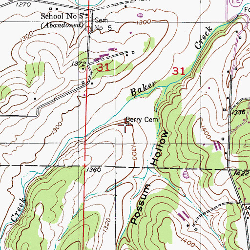 Topographic Map of Berry Cemetery, MO