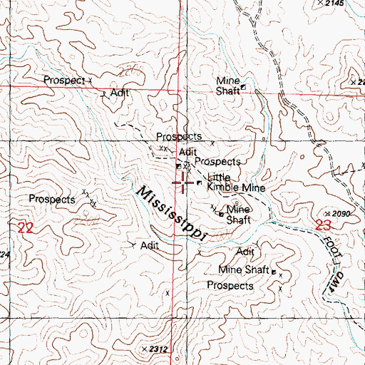 Topographic Map of Little Kimble Mine, AZ