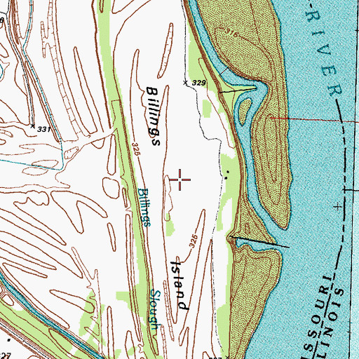 Topographic Map of Billings Island, MO