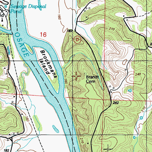 Topographic Map of Bronot Cemetery, MO
