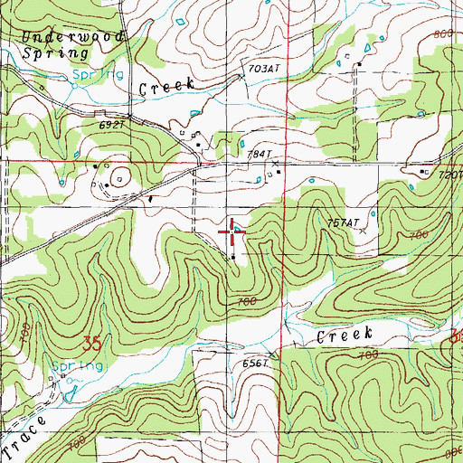 Topographic Map of Cane Hill School, MO