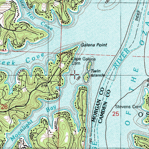 Topographic Map of Cape Hollow, MO