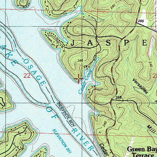Topographic Map of Cedar Cove, MO