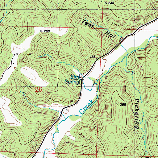 Topographic Map of Elm Spring, MO