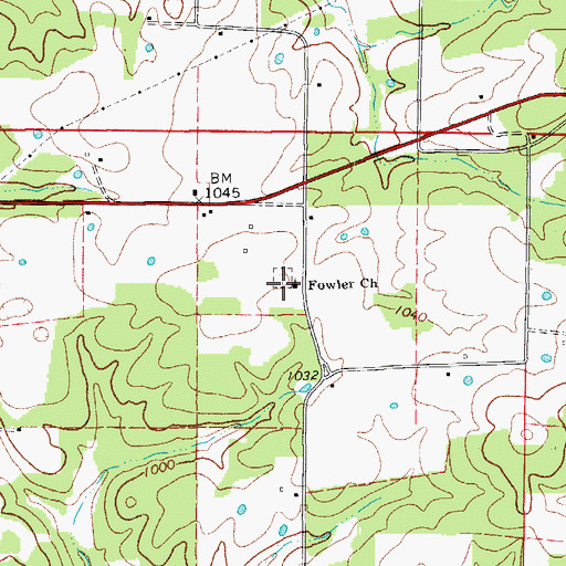 Topographic Map of Fowler Church, MO