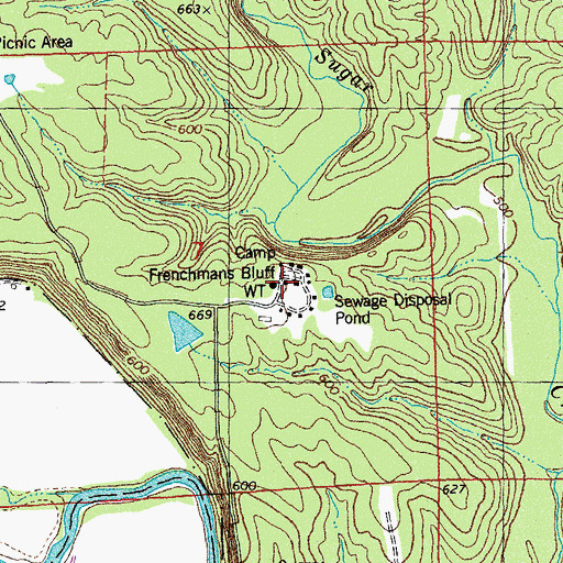 Topographic Map of Frenchmans Bluff, MO