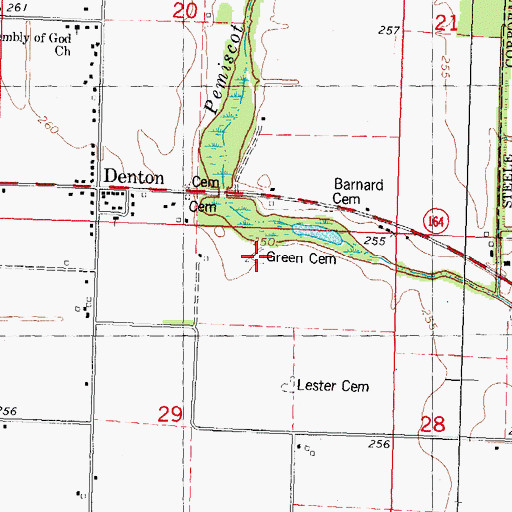 Topographic Map of Green Cemetery, MO