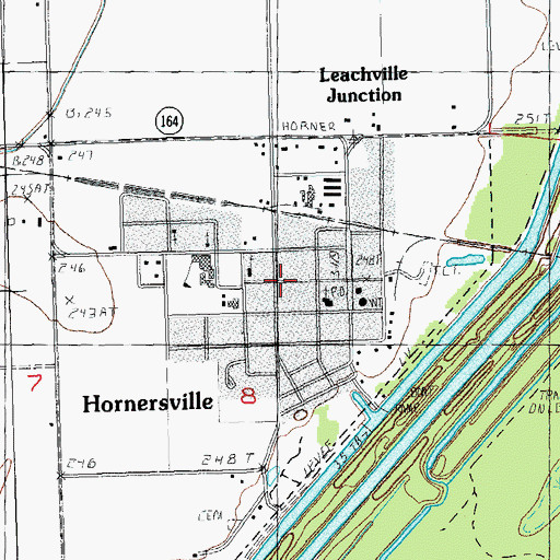 Topographic Map of Hornersville, MO