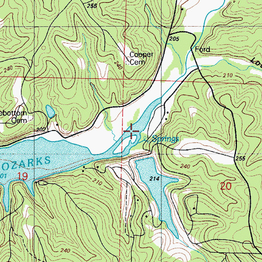 Topographic Map of Indian Creek, MO