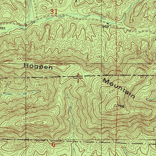 Topographic Map of Hogpen Mountain, AR