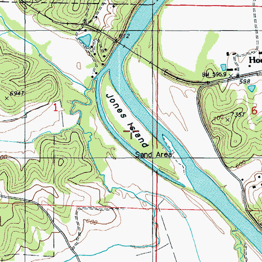 Topographic Map of Jones Island, MO