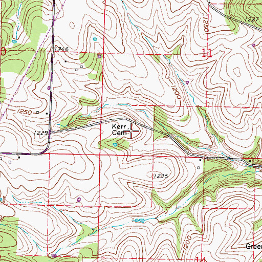 Topographic Map of Kerr Cemetery, MO