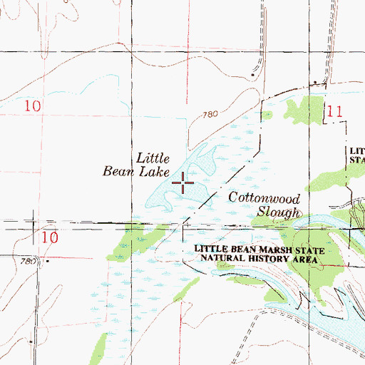 Topographic Map of Little Bean Lake, MO