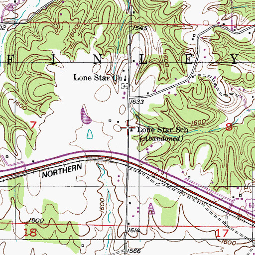 Topographic Map of Lone Star School, MO