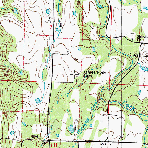 Topographic Map of James Fork Church, AR